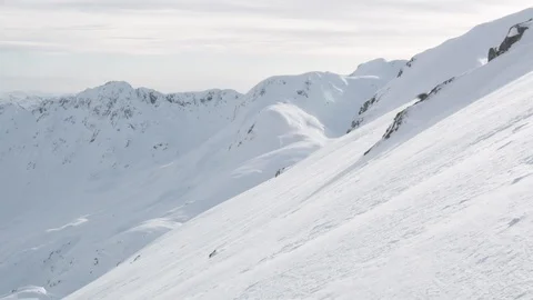 Elite skiers speeding down remote mountainside Stock Footage 113226292