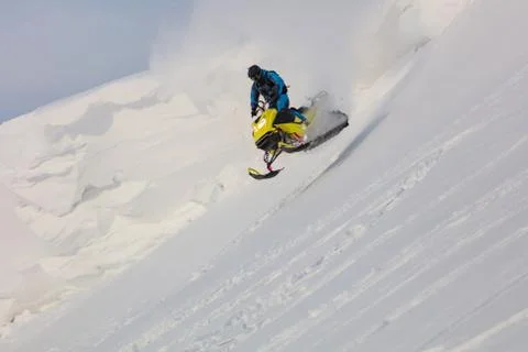 Elite snowmobiler Stock Photos