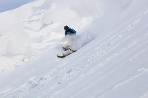 Elite snowmobiler tests Stock Photos