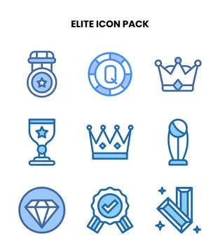 Elite Two Colour Bundle Icons Pack Stock Illustration