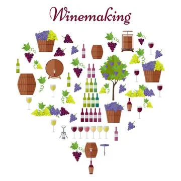 Elite Winemaking Poster Vector in Heart Shape Stock Illustration