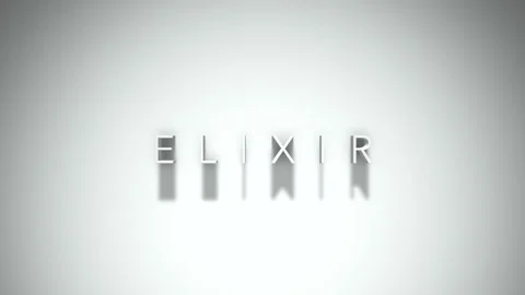 Elixir 3D title animation with shadows on a white background Stock Footage 297509805