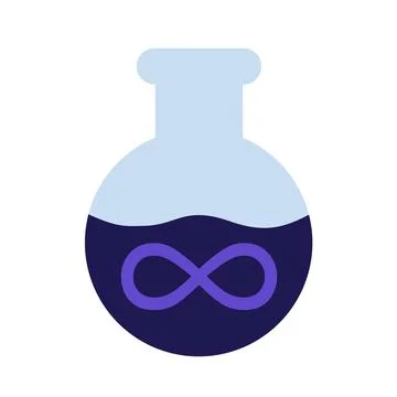 Elixir of life - flask with infinity symbol of magical drink and potion of lo Stock Illustration