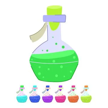 Elixir potion bottle vector cartoon graphic Stock Illustration