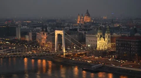 Elizabeth bridge, Hungary Stock Footage 10787770