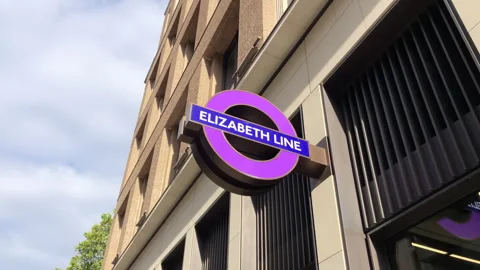 The Elizabeth Line sign logo sign at Bon... | Stock Video | Pond5