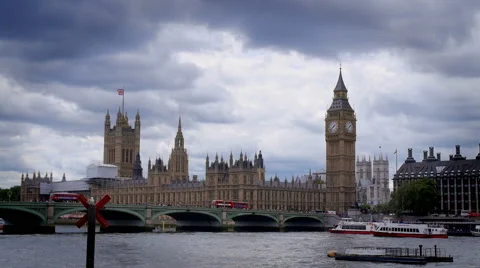 Elizabeth Tower (big ben) and The Palace of Westminster Stock Footage 52732895