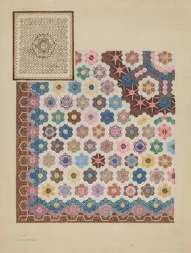 Elizabeth Valentine, Patchwork Quilt, c 1936 Patchwork Quilt Copyright: xp... 스톡 사진