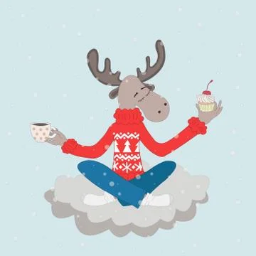Elk on a cloud Stock Illustration