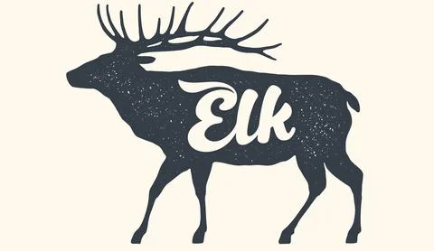Elk. Lettering, typography Stock Illustration