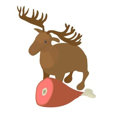 Elk meat icon isometric vector. Meat knuckle on background of elk animal icon Ilustración de archivo