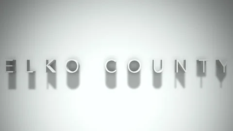 Elko County 3D title animation with shadows on a white background Stock Footage 296000583