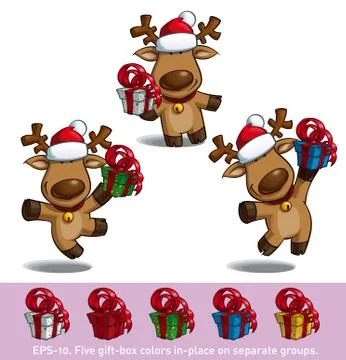 Elks holding a gift Stock Illustration