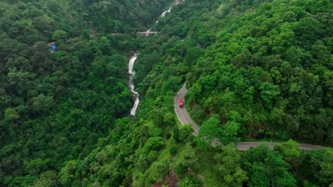 Ella Mountain Road Network Ravana Ella Waterfall from Distance I Color Graded Stock Footage 315638188