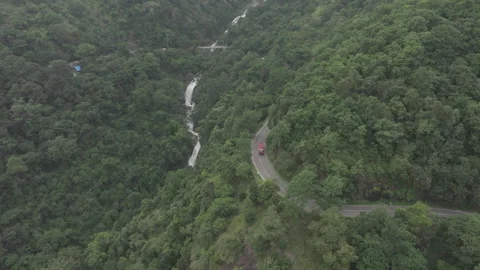 Ella Mountain Road Network Ravana Ella from Distance, D-Log M, Flat Color Stock Footage 318573639