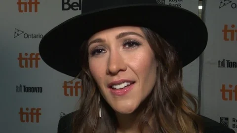 Elle-Maija Tailfeathers is interviewed for her movie at 2019 TIFF premiere Video stock 117636718