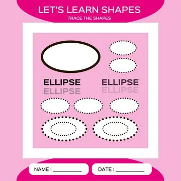 Ellipse. Basic geometric shapes. Elements for children. Learn Shapes Stock Illustration