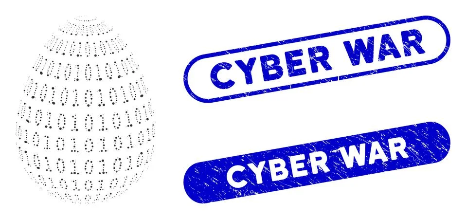 Ellipse Collage Binary Digital Abstract Egg with Scratched Cyber War Seals Stockillustratie