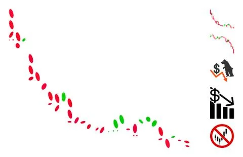 Ellipse Collage Candlestick Chart Falling Slowdown Illustrazione stock