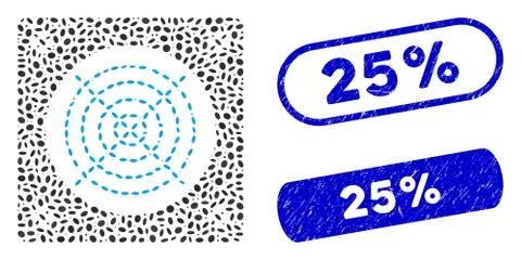 Ellipse Collage Computer Power Supply with Scratched 25% Stamps Stock Illustration