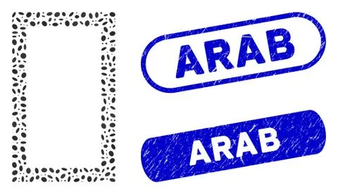 Ellipse Collage Contour Rectangle with Textured Arab Seals Stock Illustration