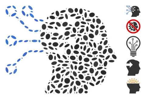 Ellipse Collage Cyborg Brain Interface Circuit Illustrazione stock