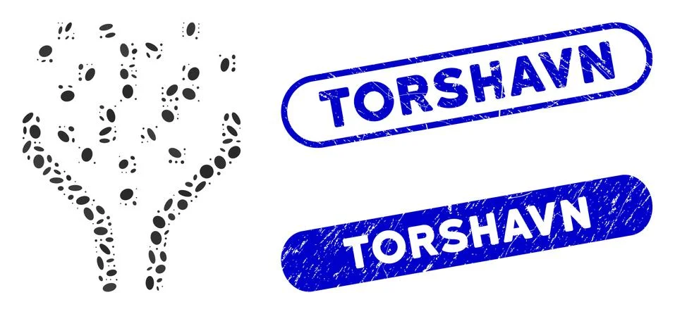 Ellipse Collage Data Processing Funnel with Scratched Torshavn Seals Stock Illustration