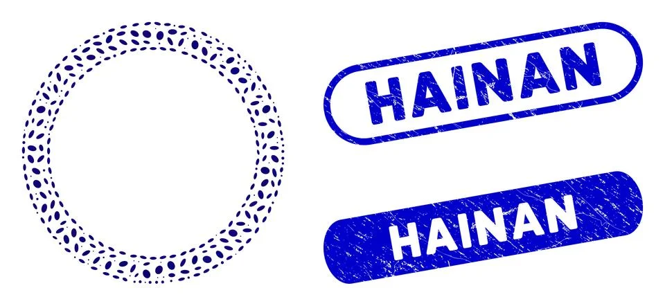 Ellipse Collage Double Circle Frame with Grunge Hainan Watermarks Stock Illustration