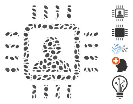 Ellipse Collage Neuro Processor Stock Illustration