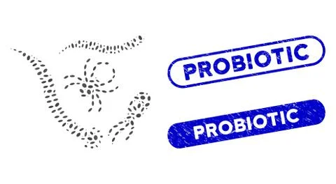 Ellipse Collage Parasites with Scratched Probiotic Seals Illustrazione stock