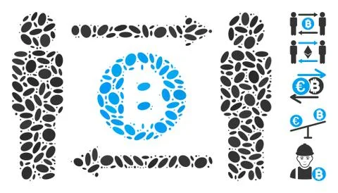 Ellipse Collage People Exchange Bitcoin Coin Stock Illustration