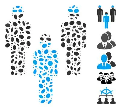 Ellipse Collage Standing Engineer Group Stock Illustration