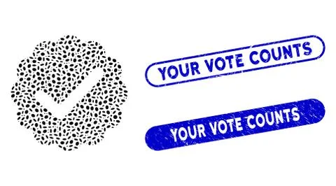 Ellipse Collage Valid with Scratched Your Vote Counts Seals 스톡 일러스트