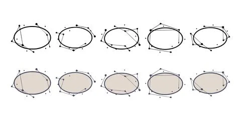 Ellipse geometric frames in hand drawn style. Abstract templates for titles o Stock Illustration