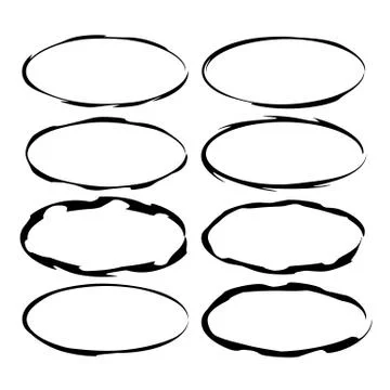 Ellipse grunge frames. Oval empty  borders. Vector illustration. Stock Illustration
