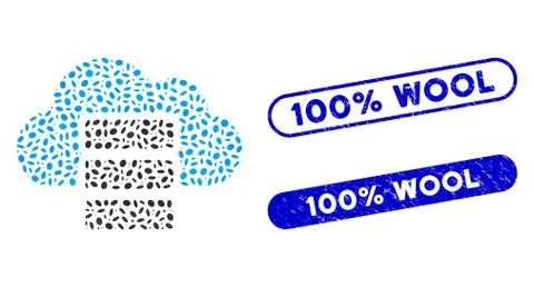 Ellipse Mosaic Cloud Database with Distress 100% Wool Watermarks Stock Illustration