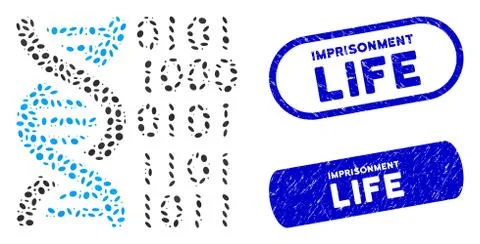 Ellipse Mosaic DNA Binary Code with Distress Imprisonment Life Seals イラスト素材