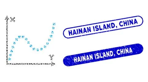 Ellipse Mosaic Dotted Plot with Textured Hainan Island, China Watermarks Stock Illustration