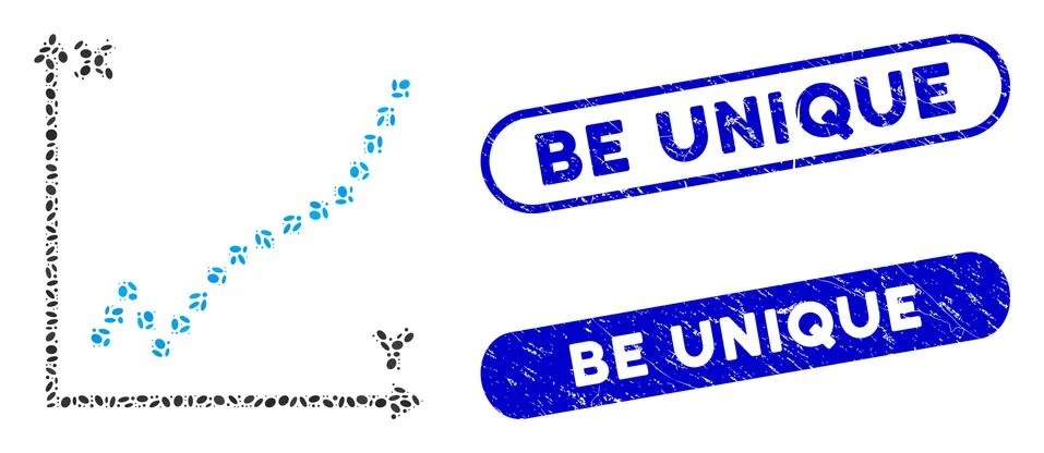 Ellipse Mosaic Function Plot with Textured Be Unique Stamps Ilustración de archivo