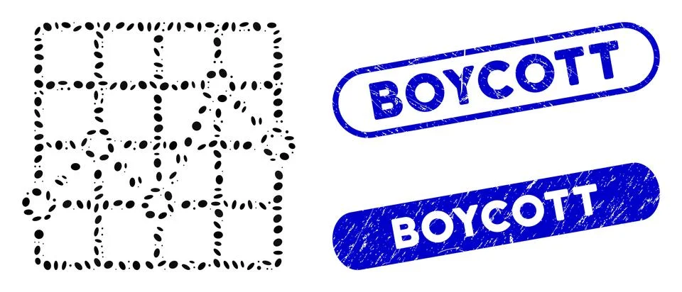Ellipse Mosaic Line Plot with Textured Boycott Watermarks Stock Illustration