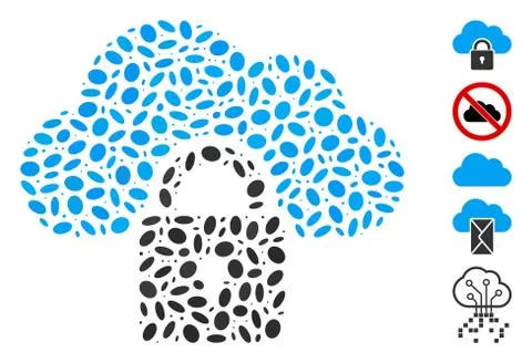 Ellipse Mosaic Locked Cloud 스톡 일러스트