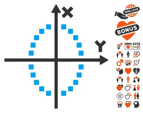 Ellipse Plot Icon with Dating Bonus Ilustración de archivo