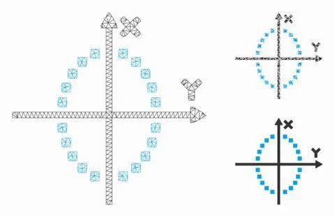 Ellipse Plot Vector Mesh Network Model and Triangle Mosaic Icon Ilustración de archivo