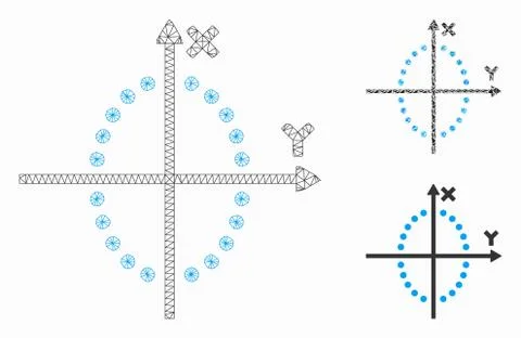 Ellipse Plot Vector Mesh Wire Frame Model and Triangle Mosaic Icon Stockillustratie