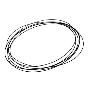 Ellipse, round frame, bubble pencil hand drawn doodle style isolated on white Illustrazione stock