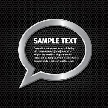 Ellipse silver speech bubbles for message on dark background Stock Illustration