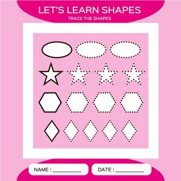 Ellipse. Star. Hexagon. Rhombus. Basic geometric shapes for children. Learn Stock Illustration