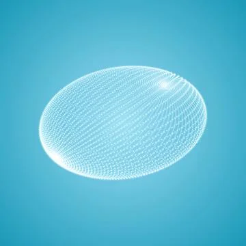 Ellipsoid Consisting of Points. Connection Structure. 3D Grid Design. Molecul Stock Illustration
