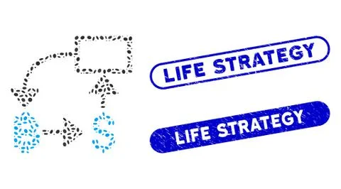 Elliptic Collage Bitcoin Dollar Flow Chart with Grunge Life Strategy Watermarks Stock Illustration