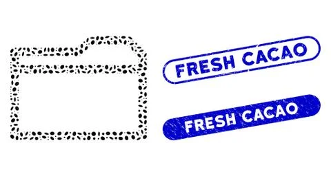 Elliptic Collage Closed Folder with Textured Fresh Cacao Seals Stock Illustration